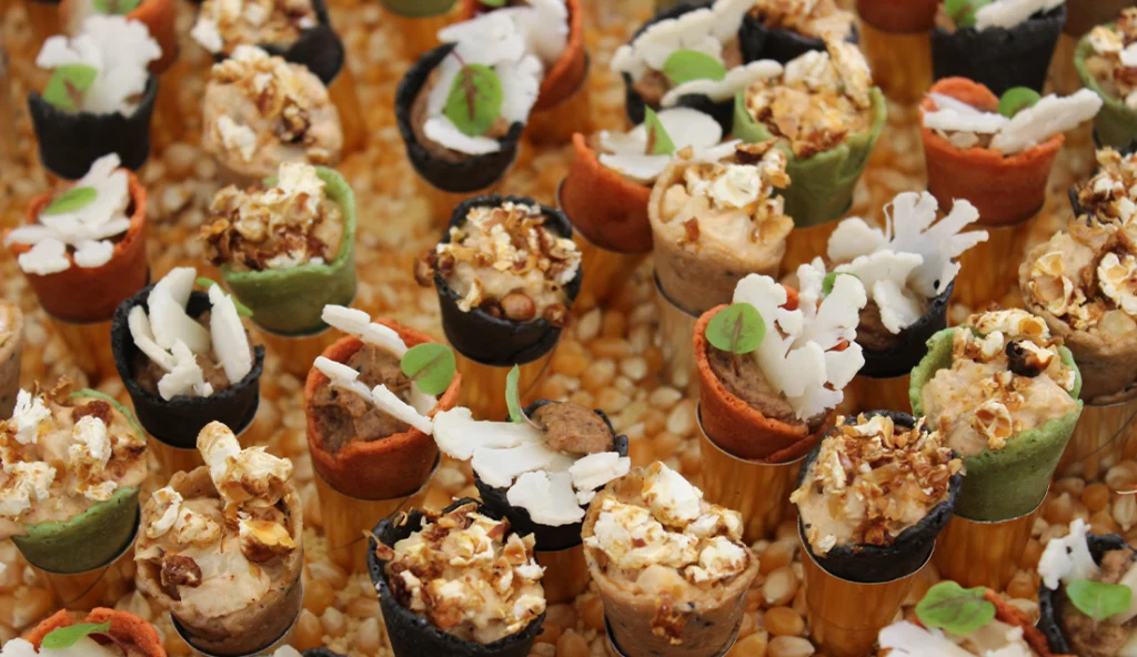 Amuses bouches de la gamme végétale du Traiteur végétal, traiteur végan Saveurs et Créations